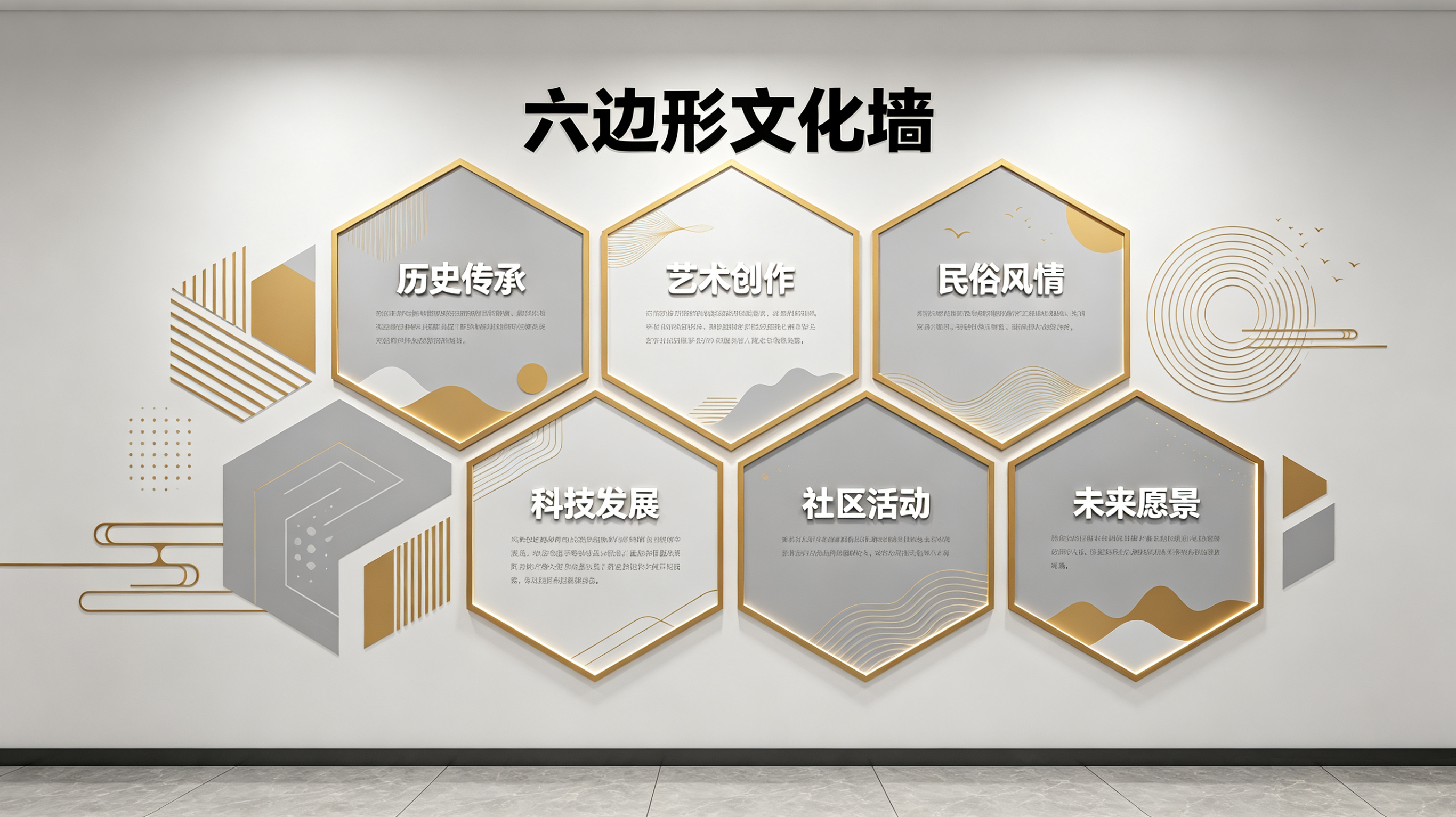 富县企业文化墙 | 六边形信息美学